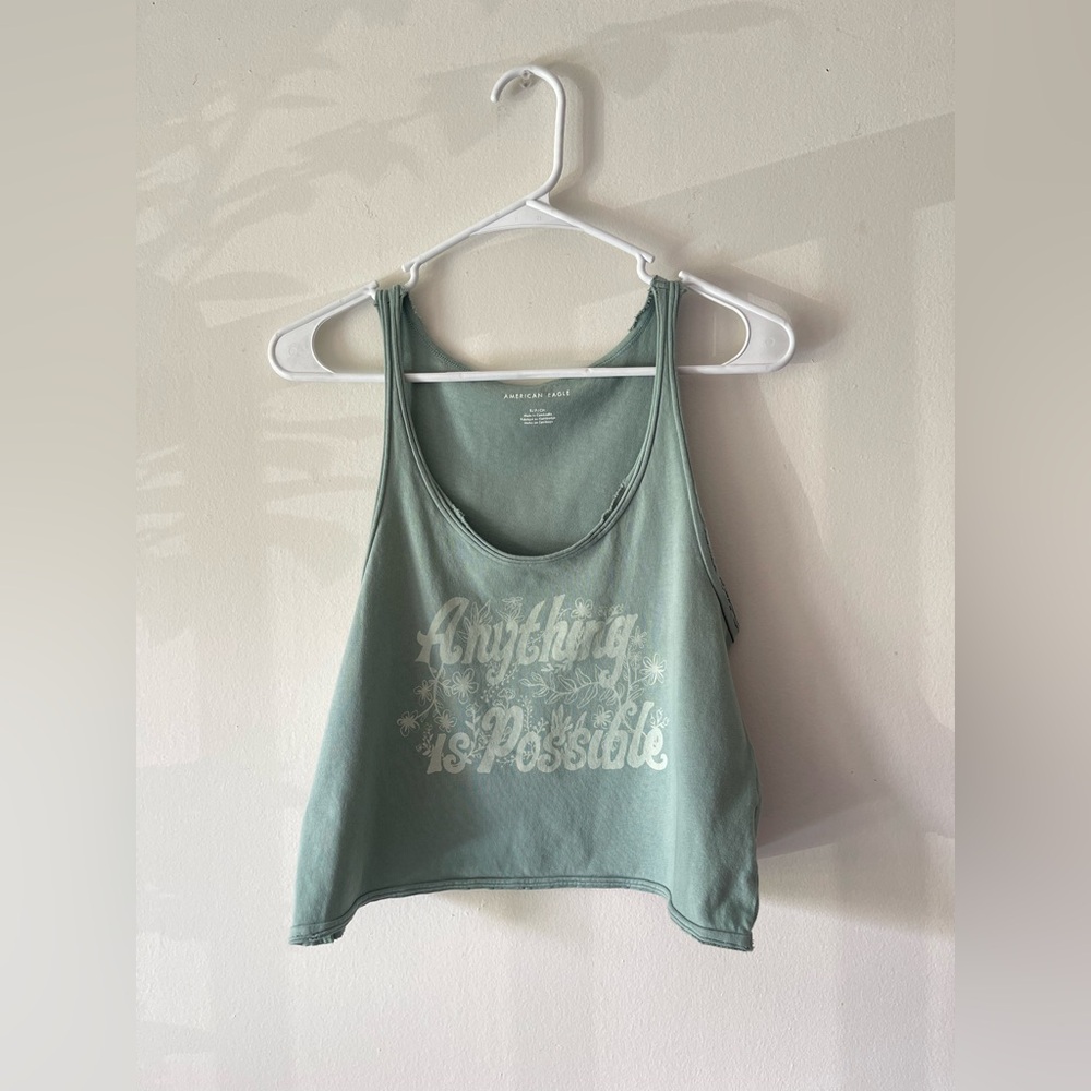 American Eagle Outfitters Sage Green Crop Tank